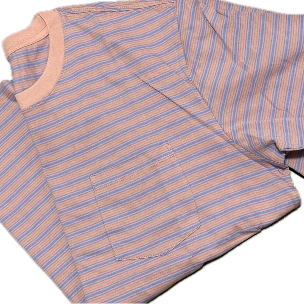 New Men’s GAP Pink Striped Crew Neck Short-Sleeve T-Shirt - Picture 3 of 5